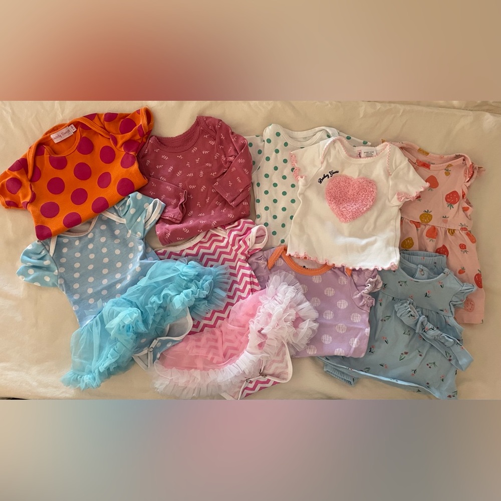 Lot of 10 Piece Infant Onesies and Tops - Sz 3-6